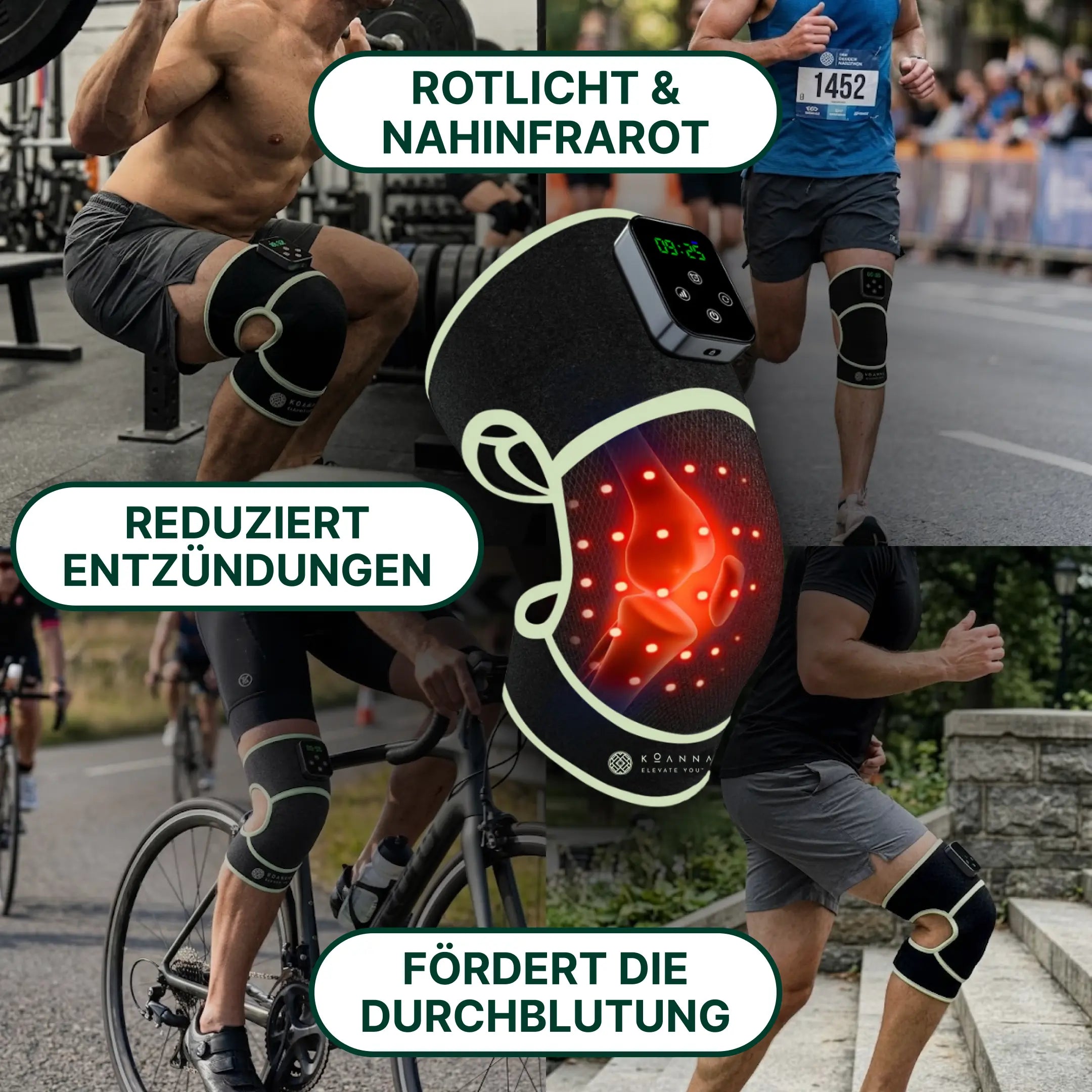 Rotlicht Bandage gegen Knieschmerzen