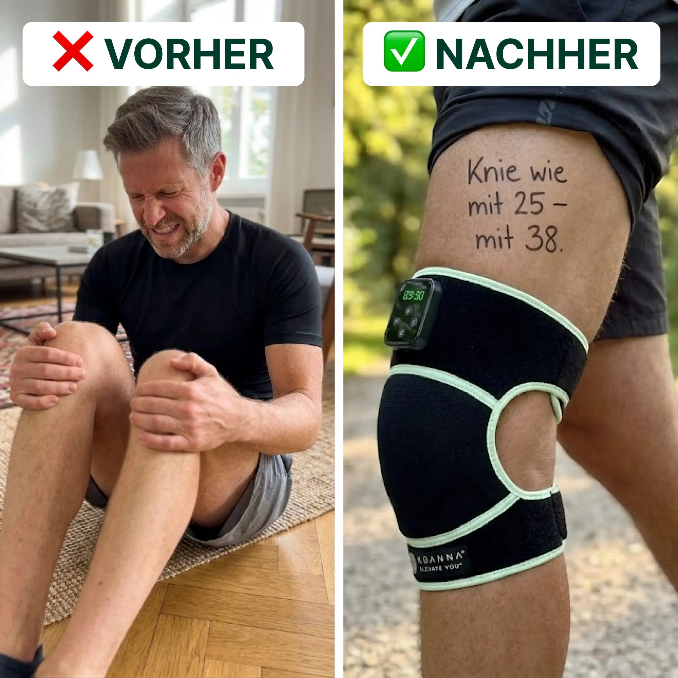 Rotlicht Bandage gegen Knieschmerzen