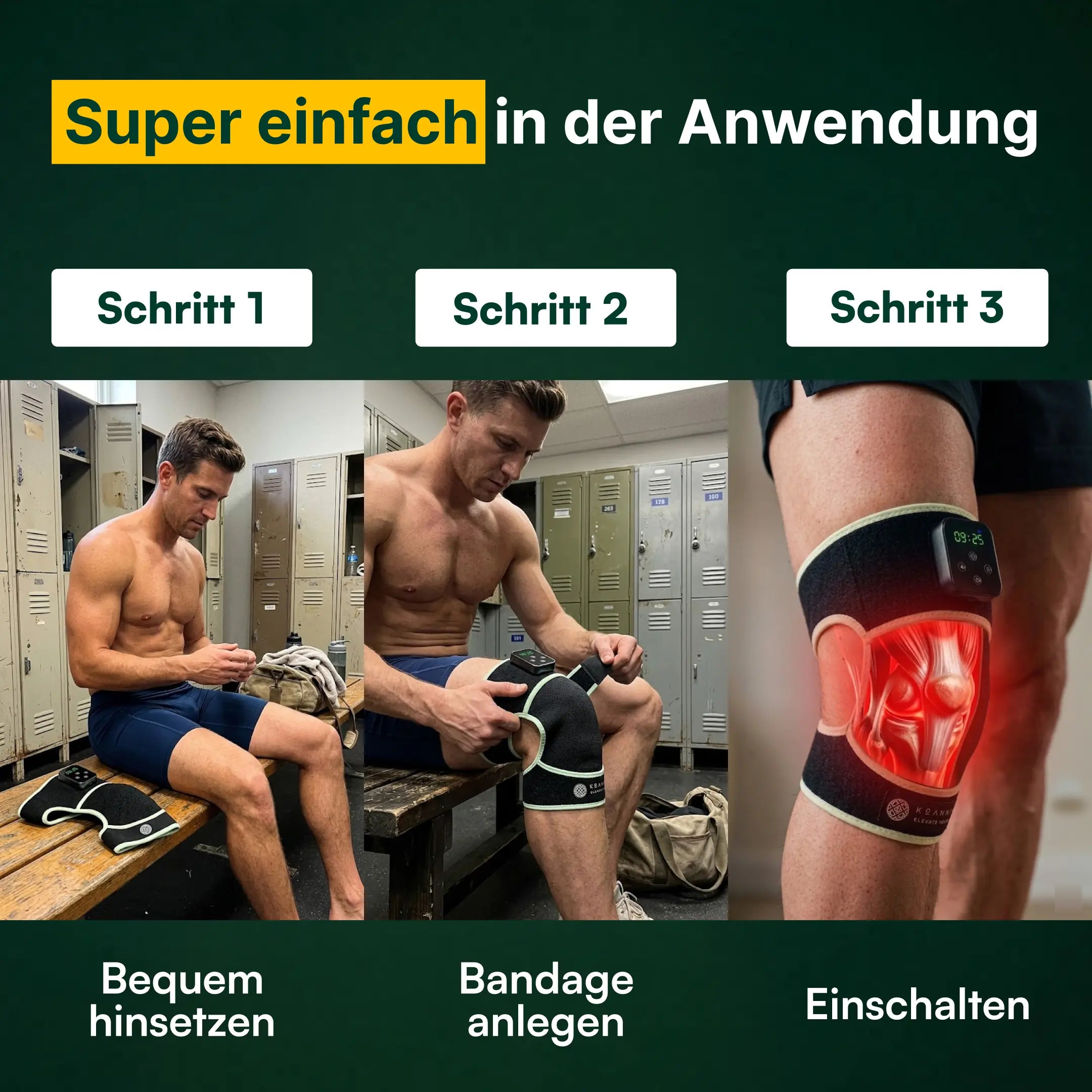 Rotlicht Bandage gegen Knieschmerzen