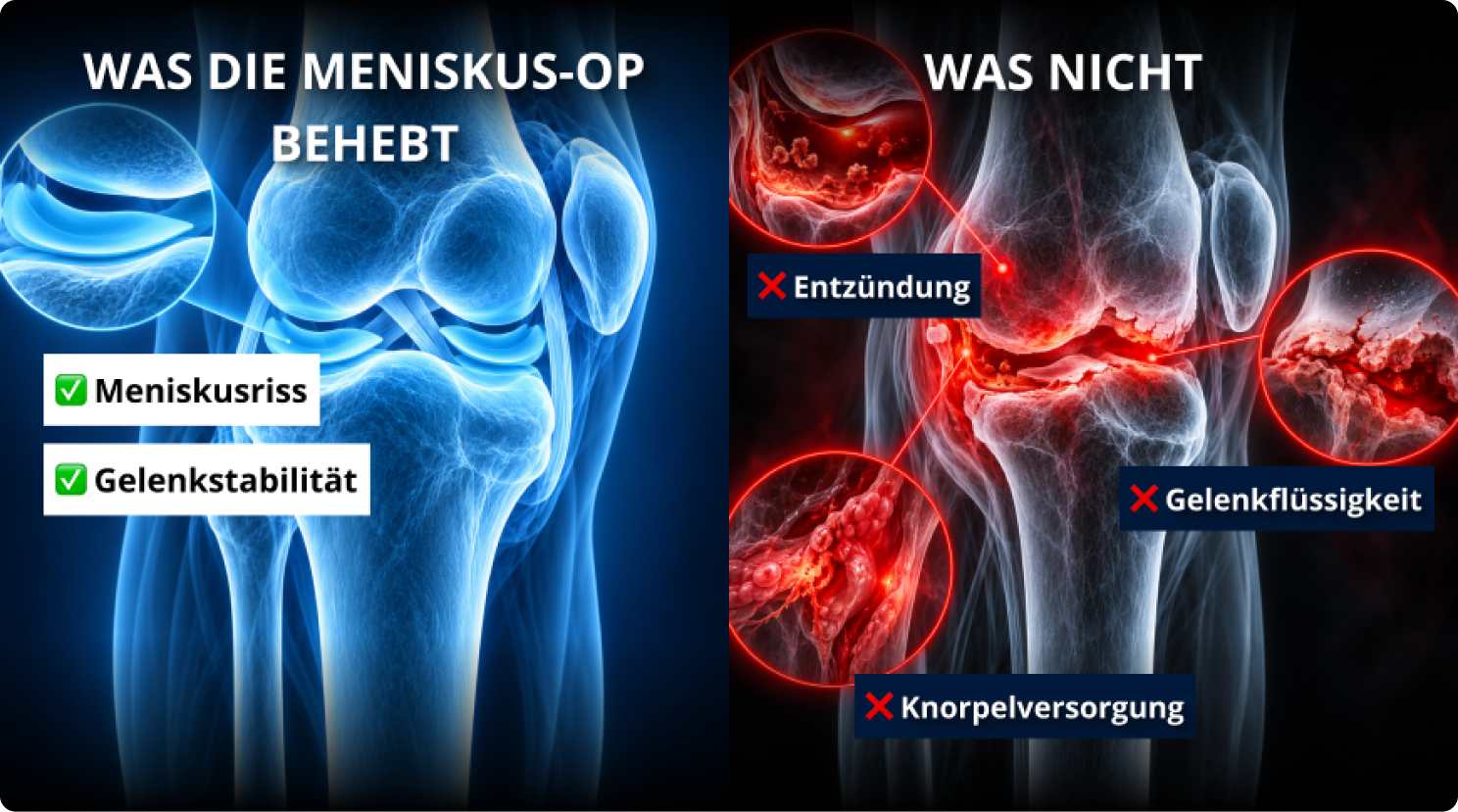 Grafik: Was die Meniskus-OP behebt und was nicht