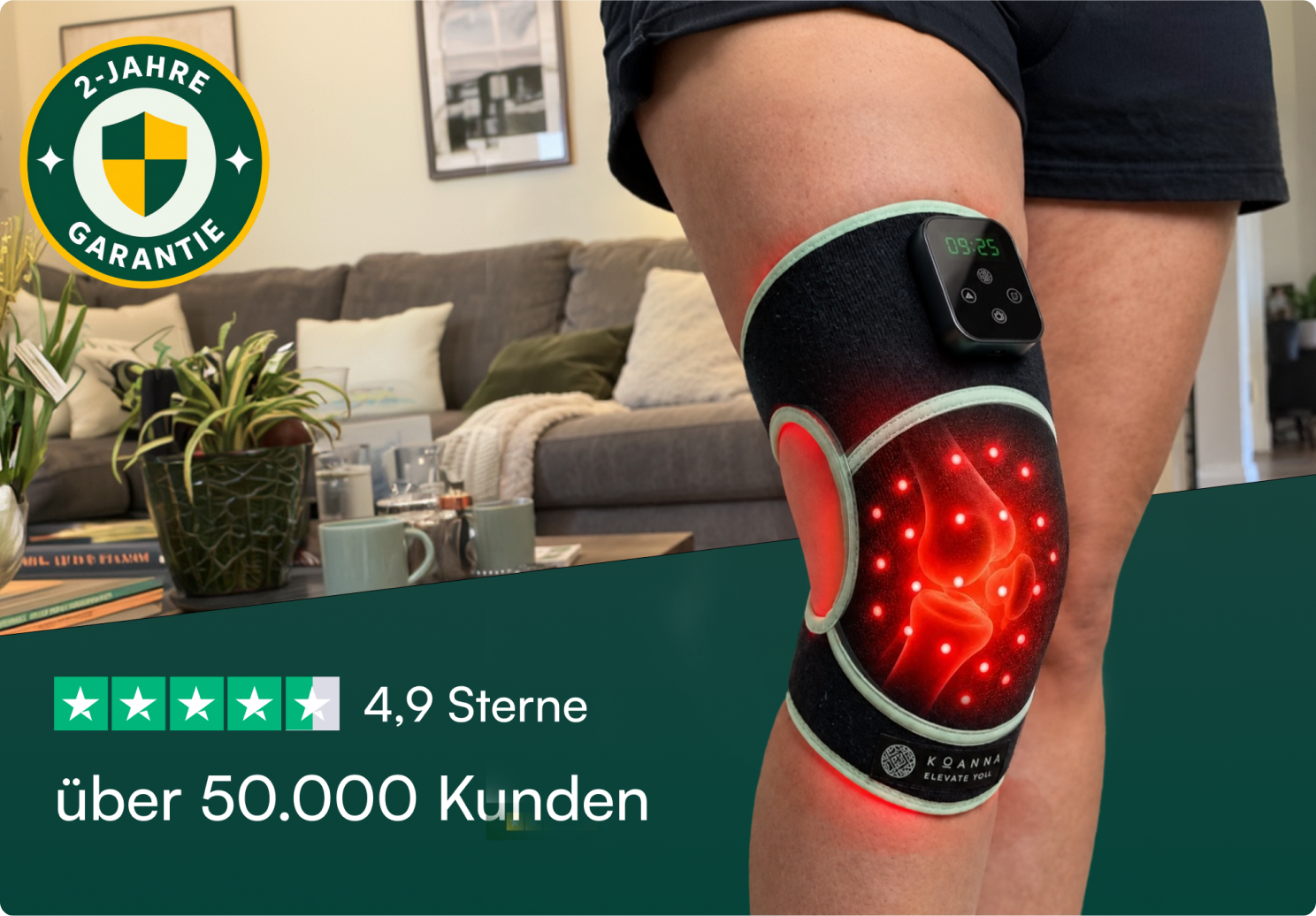 Koanna Rotlicht-Bandage am Knie, 4,9 Sterne von über 50.000 Kunden