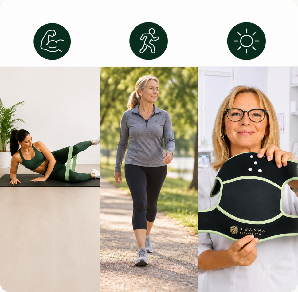 Krafttraining, reduziertes Laufen und Koanna Bandage
