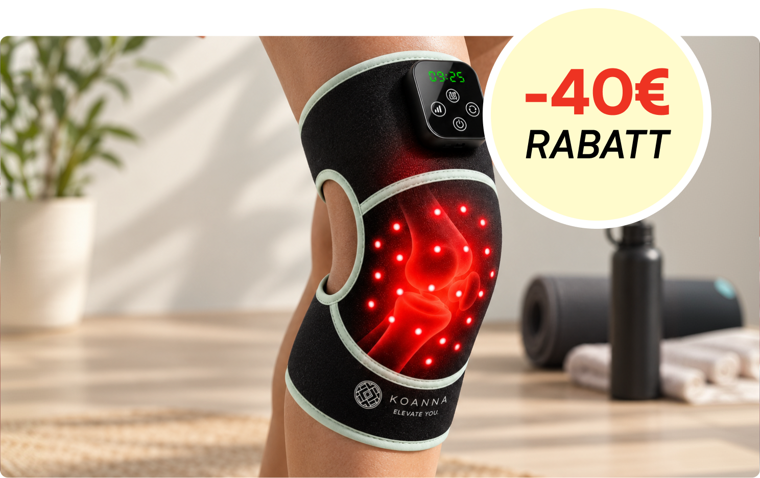 Koanna Rotlicht-Bandage am Knie mit 40 € Rabatt-Badge